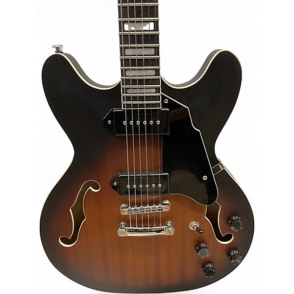 Used Pyle Semi Hollow Body Sunburst Hollow Body Electric Guitar