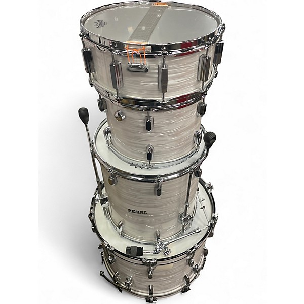 Used Pearl 4 Piece President Series Deluxe 75th Anniversary Pearl White Drum Kit
