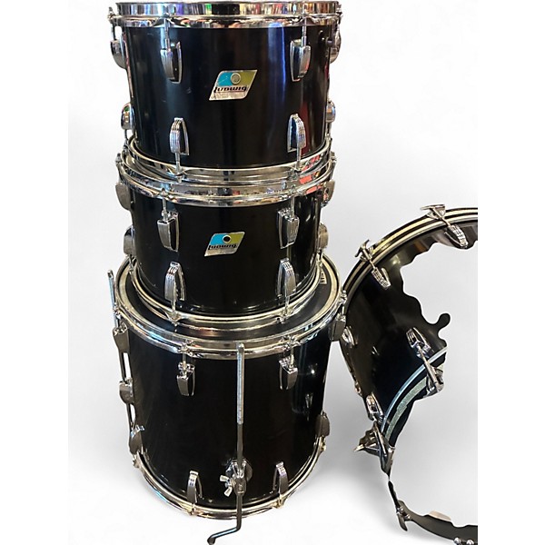 Vintage 1970s Ludwig 4 Piece 3-Ply Maple Black Drum Kit