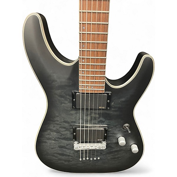 Used Schecter Guitar Research C1 Platinum Translucent Black Solid Body Electric Guitar