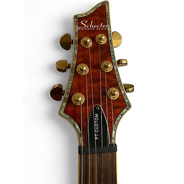 Used Schecter Guitar Research Diamond Series PT Quilted Trans Red Solid Body Electric Guitar