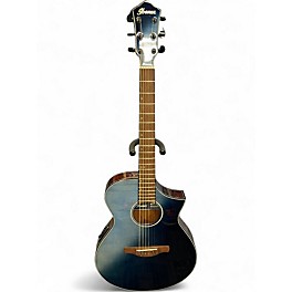 Used Ibanez aewc32fm Trans Blue Acoustic Electric Guitar