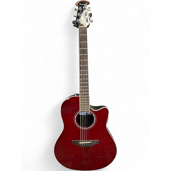 Used Ovation CS28 Crimson Red Trans Acoustic Electric Guitar
