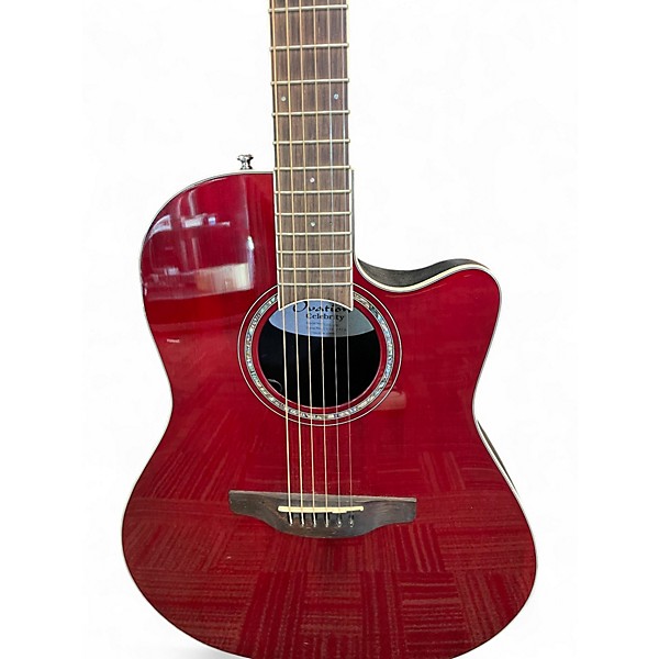 Used Ovation CS28 Crimson Red Trans Acoustic Electric Guitar