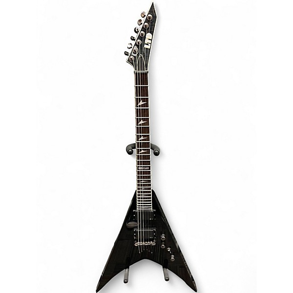 Used ESP LTD V401FM Trans Black Solid Body Electric Guitar