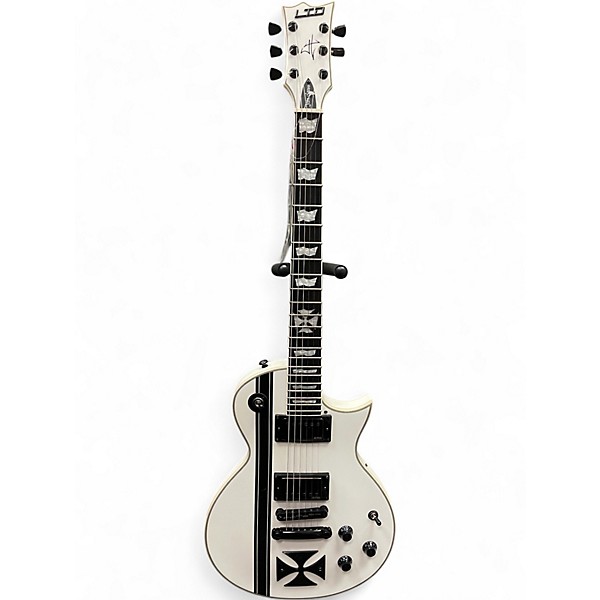 Used ESP LTD James Hetfield Signature Iron Cross White Solid Body Electric Guitar