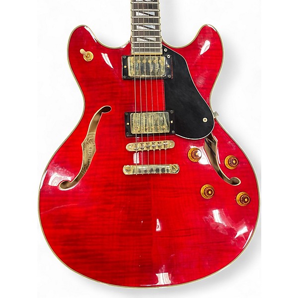 Used Washburn HB35 Trans Red Hollow Body Electric Guitar