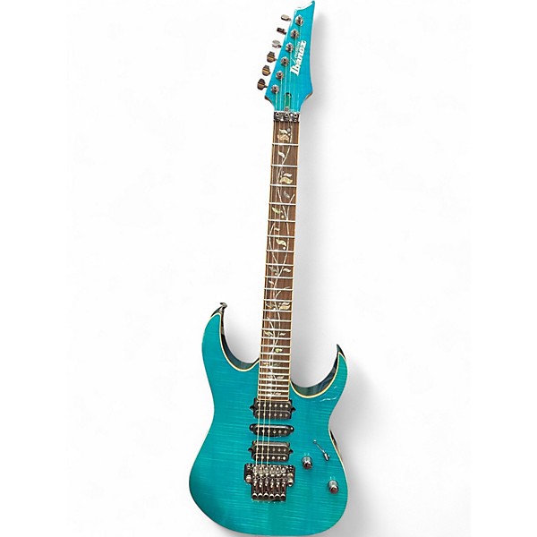 Used Ibanez RG8570 J. Custom Turquoise Solid Body Electric Guitar