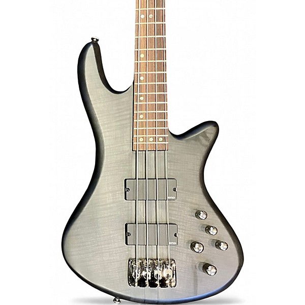 Used Schecter Guitar Research Stiletto Studio 4 Satin See-Thru Black Electric Bass Guitar