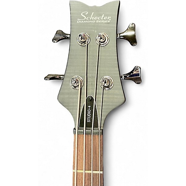 Used Schecter Guitar Research Stiletto Studio 4 Satin See-Thru Black Electric Bass Guitar