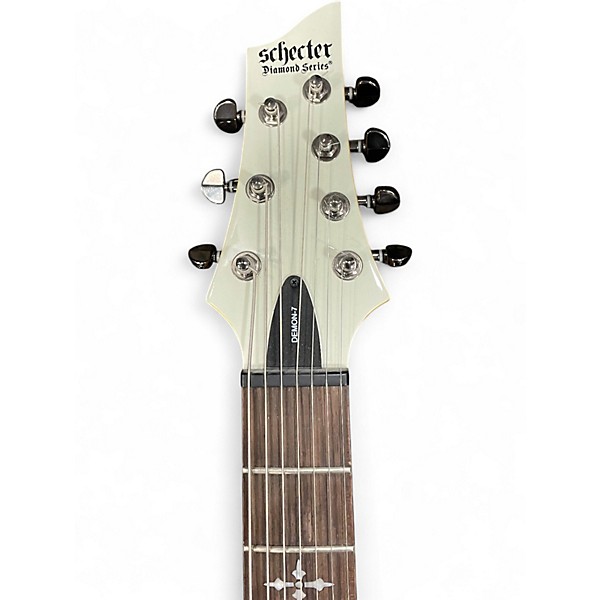 Used Schecter Guitar Research Demon 7 String White Solid Body Electric Guitar