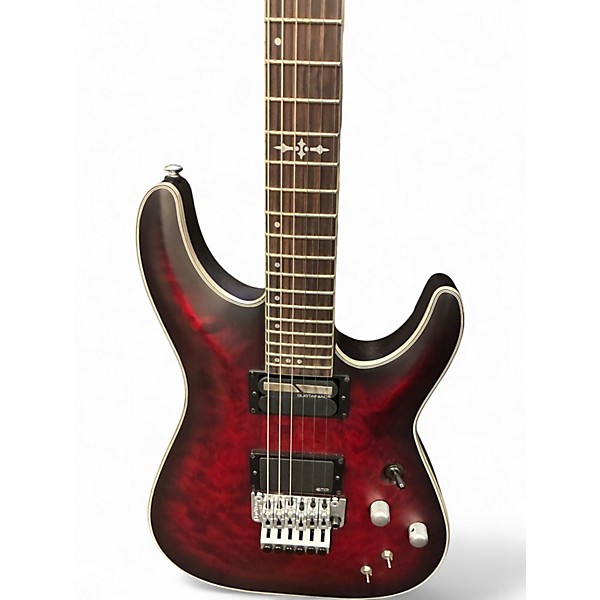 Used Schecter Guitar Research C1 Platinum Crimson Red Burst Solid Body Electric Guitar
