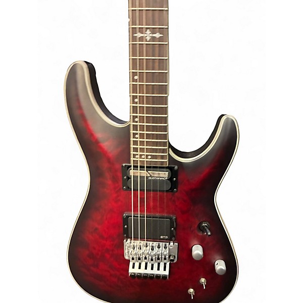 Used Schecter Guitar Research C1 Platinum Crimson Red Burst Solid Body Electric Guitar