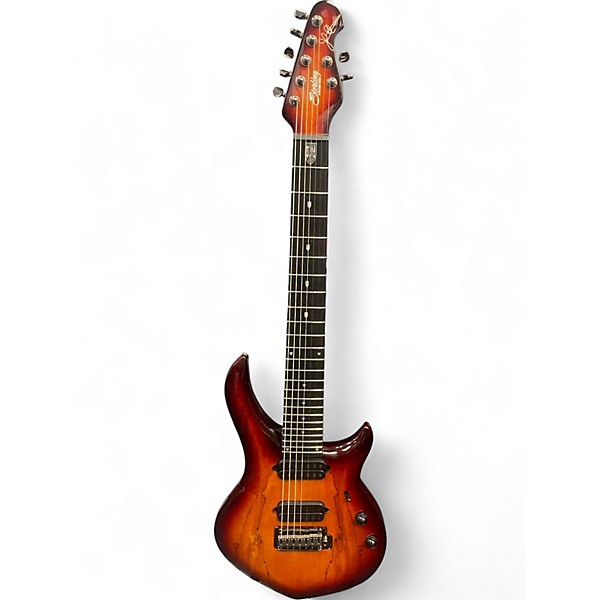 Used Sterling by Music Man Majesty 7 with DiMarzio Pickups Blood Orange Burst Solid Body Electric Guitar