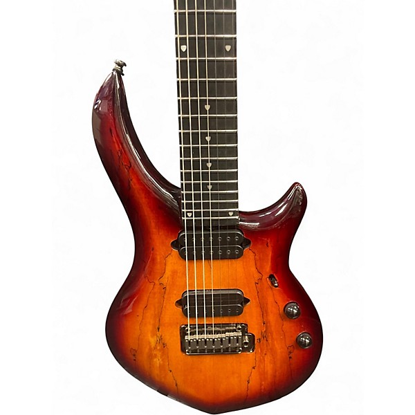 Used Sterling by Music Man Majesty 7 with DiMarzio Pickups Blood Orange Burst Solid Body Electric Guitar