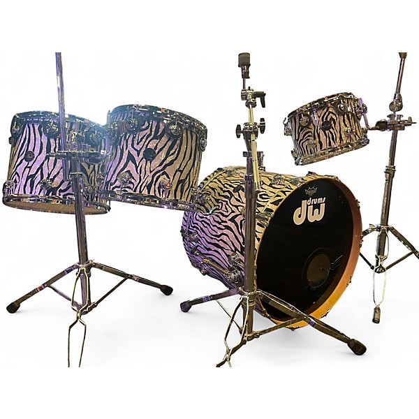 Used DW 4 Piece Collector's Series Zebra Maple Zebra Drum Kit