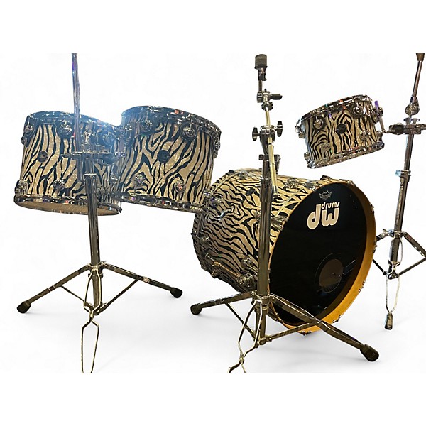 Used DW 4 Piece Collector's Series Zebra Maple Zebra Drum Kit