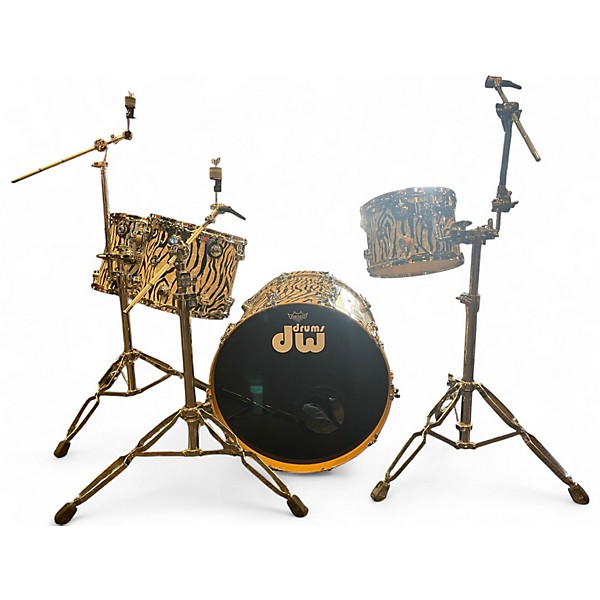 Used DW 4 Piece Collector's Series Zebra Maple Zebra Drum Kit