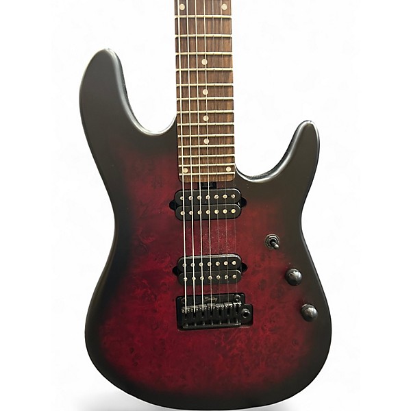 Used Sterling by Music Man Cutlass Jason Richardson 7 Crimson Red Burst Solid Body Electric Guitar
