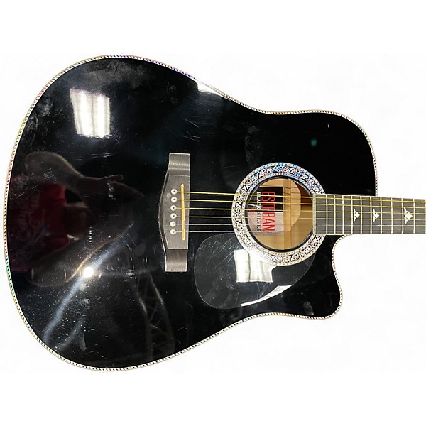 Used Esteban BLACK AND SILVER BLACK Acoustic Electric Guitar
