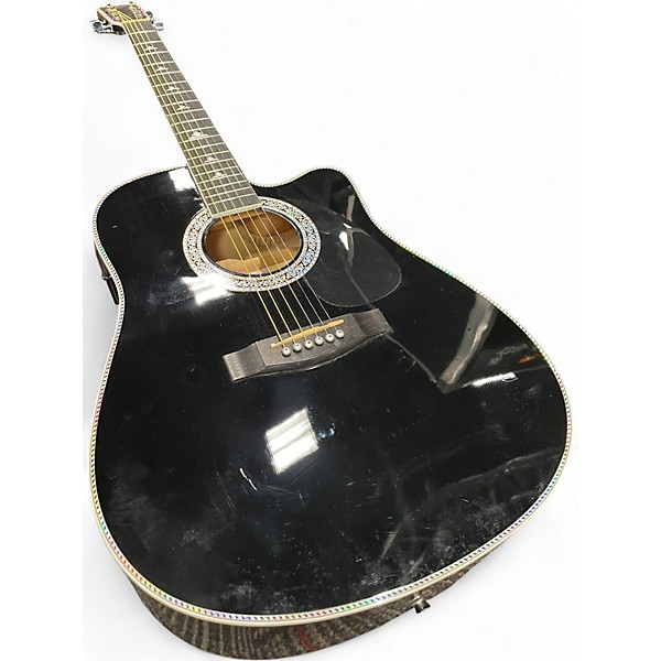 Used Esteban BLACK AND SILVER BLACK Acoustic Electric Guitar