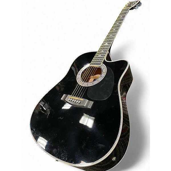 Used Esteban BLACK AND SILVER BLACK Acoustic Electric Guitar