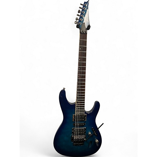 Used 2010s Ibanez S670QM Blue Solid Body Electric Guitar