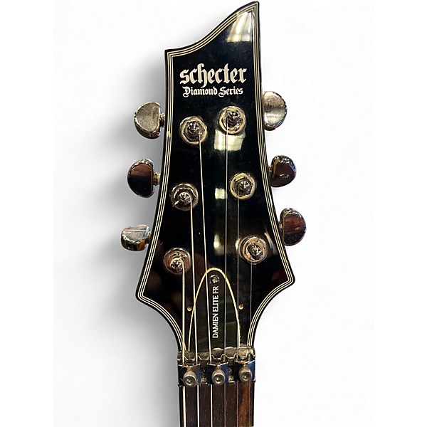 Used Schecter Guitar Research Damien Elite 6 Floyd Rose Silver Sparkle Solid Body Electric Guitar