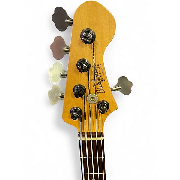 Used Bluesman Deville V Fiesta Red Electric Bass Guitar