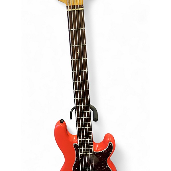 Used Bluesman Deville V Fiesta Red Electric Bass Guitar