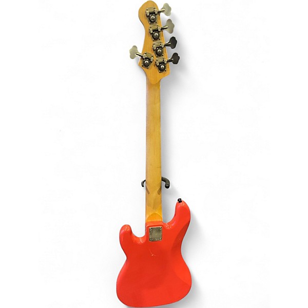 Used Bluesman Deville V Fiesta Red Electric Bass Guitar