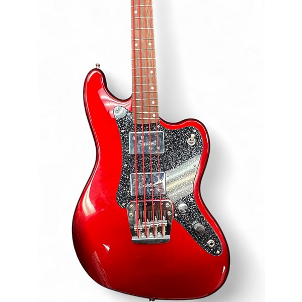 Used Squier Paranormal Rascal Jag Wide Range Candy Apple Red Metallic Electric Bass Guitar