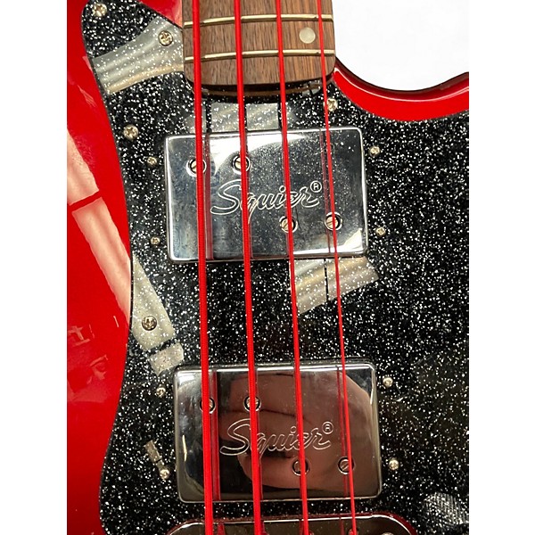 Used Squier Paranormal Rascal Jag Wide Range Candy Apple Red Metallic Electric Bass Guitar