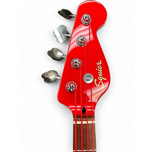 Used Squier Paranormal Rascal Jag Wide Range Candy Apple Red Metallic Electric Bass Guitar