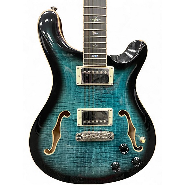 Used PRS SE Hollowbody II Piezo Peacock Blue Burst Hollow Body Electric Guitar