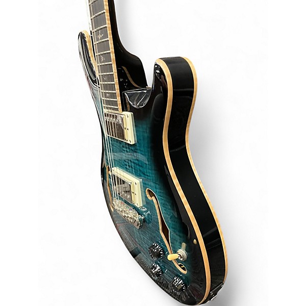 Used PRS SE Hollowbody II Piezo Peacock Blue Burst Hollow Body Electric Guitar