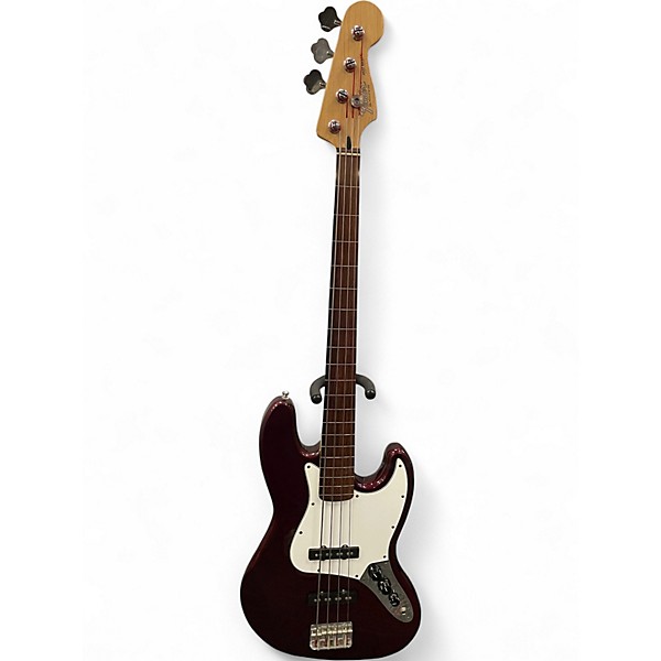 Used Fender Standard Fretless Jazz Bass METALLIC CRIMSON Electric Bass Guitar