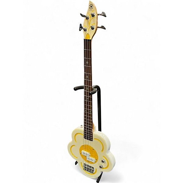 Used Daisy Rock Flower Bass White Electric Bass Guitar