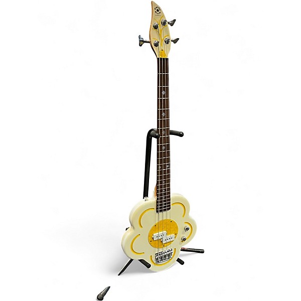 Used Daisy Rock Flower Bass White Electric Bass Guitar