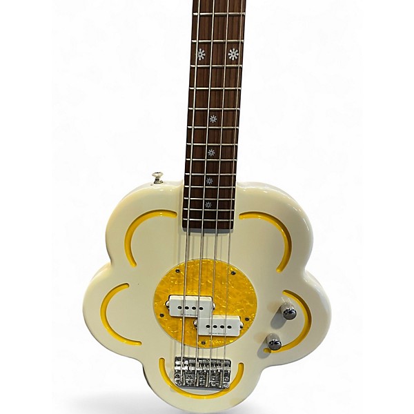 Used Daisy Rock Flower Bass White Electric Bass Guitar