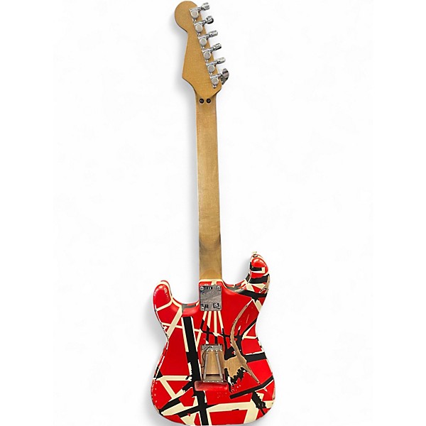 Used EVH Striped Series Frankie Red w/ Black & White Stripes Solid Body Electric Guitar