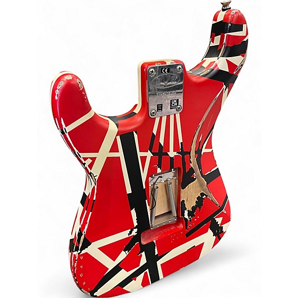 Used EVH Striped Series Frankie Red w/ Black & White Stripes Solid Body Electric Guitar