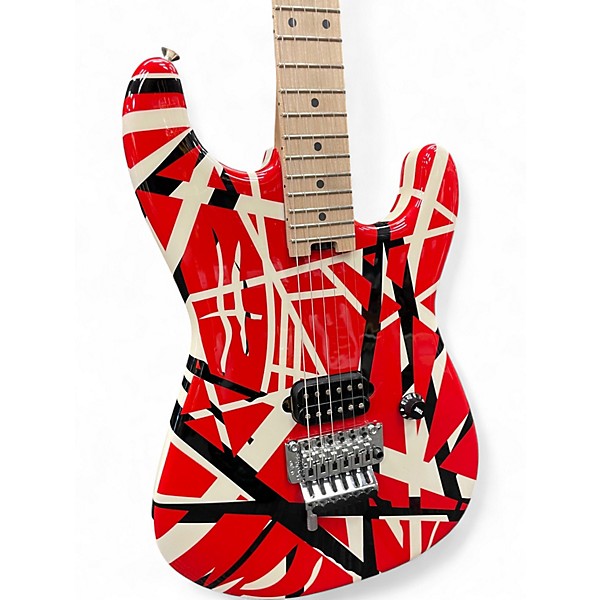 Used EVH Striped Series Red with Black Stripes Solid Body Electric Guitar