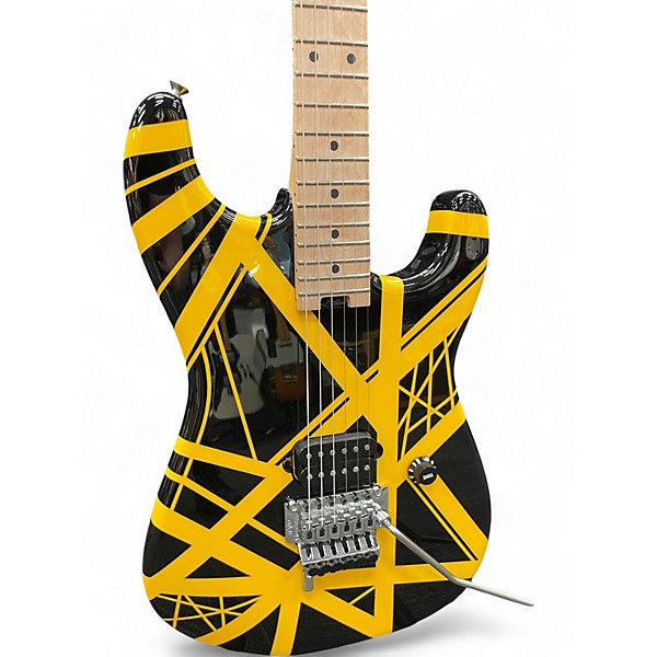 Used EVH Striped Series Bumblebee Black and Yellow Solid Body Electric Guitar