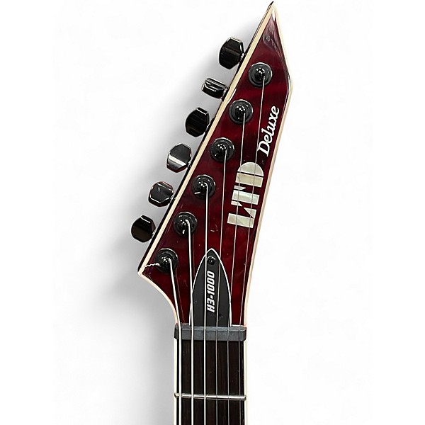 Used ESP Ltd H3-1000 Deluxe Transparent black cherry Solid Body Electric Guitar