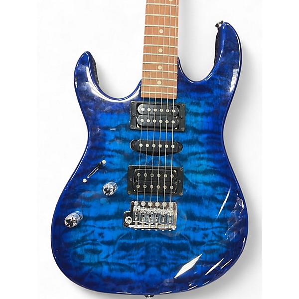Used Ibanez GIO GRX70QA Left Handed TRANSPARENT BLUE Solid Body Electric Guitar