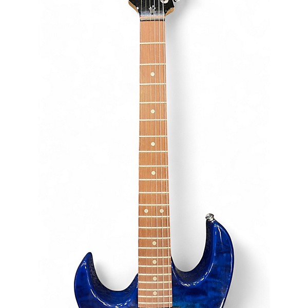 Used Ibanez GIO GRX70QA Left Handed TRANSPARENT BLUE Solid Body Electric Guitar