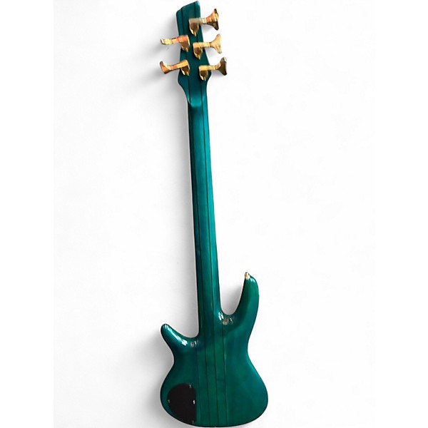 Used Ibanez SR1205 5 String TRANSPARENT TURQUOISE Electric Bass Guitar