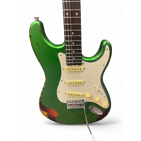 Used Kgd Relic Strat Vintage Green Solid Body Electric Guitar