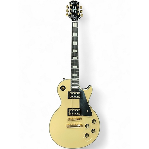 Used Epiphone Les Paul Custom Blackback Antique Ivory Solid Body Electric Guitar